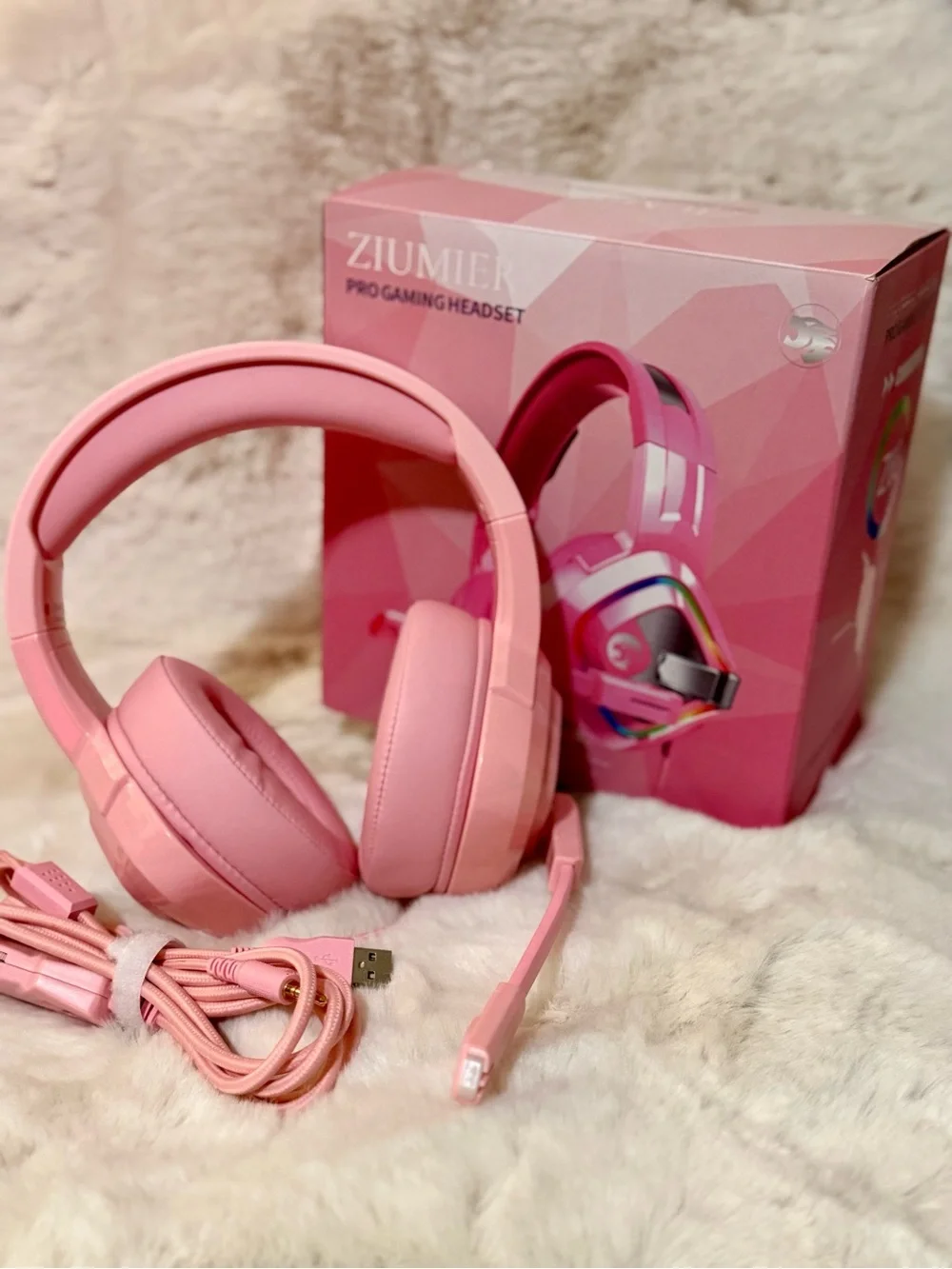 Ziumier Pro Gaming Headset - Pink RGB